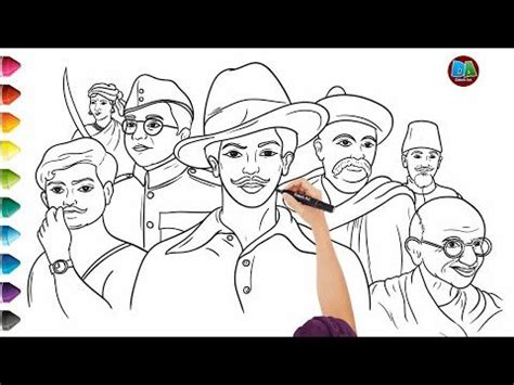 How To Draw Freedom Fighters Happy Independence Day Drawing