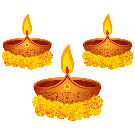 Feliz Diwali Diya Decorativo Con Flores Dise O De Vector De Saludo