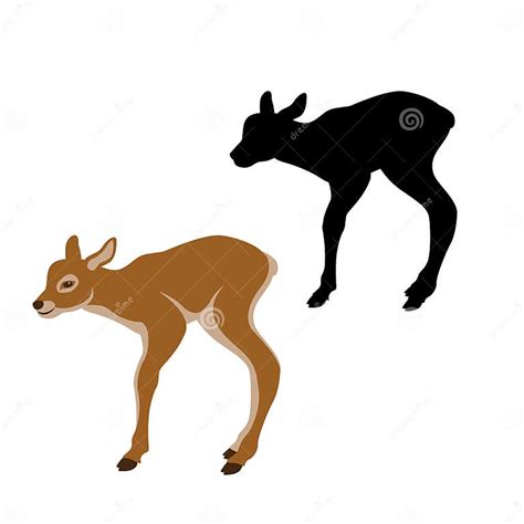 Baby Deer Vector Illustration Black Silhouette Stock Vector