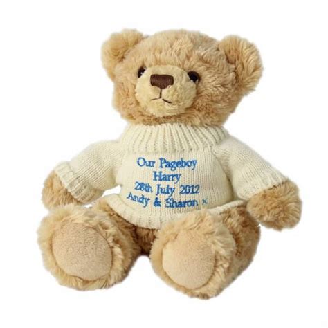 Teddy Bear With Personalised Message In Blue Christening Ts