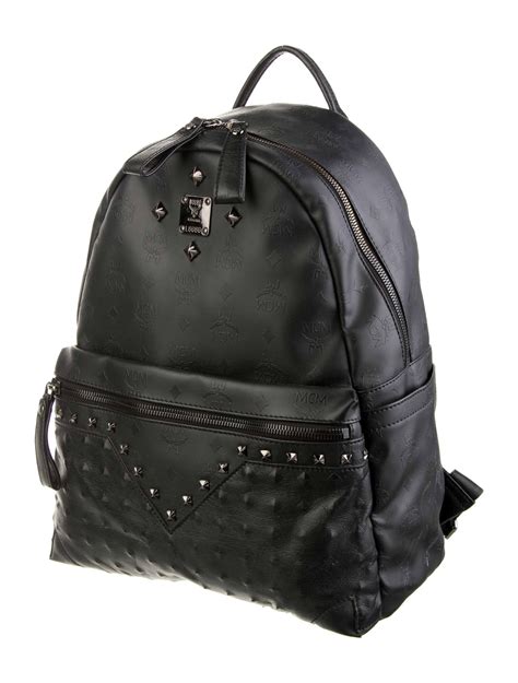 Mcm Stark Visetos Studded Backpack Black Backpacks Handbags