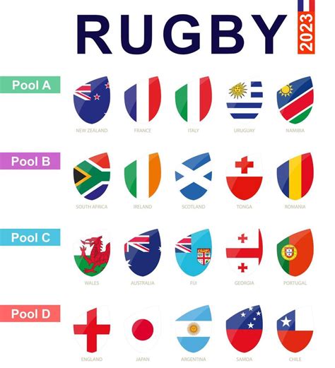 Rugby All Pools And Flag Of Rugby Tournament Vector Art