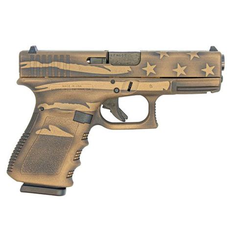 Glock 19 Gen 3 9mm Pistol Battleworn Bronze Distressed Flag Palmetto