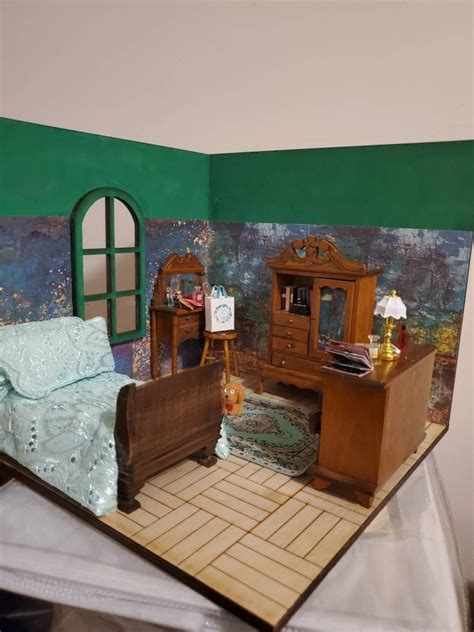 Miniature Dollhouse Bedroom Diorama Room Box Etsy