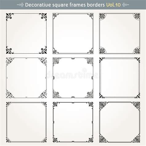 Dekorative Quadratische Rahmen Und Grenzen Stellten Vektor Ein