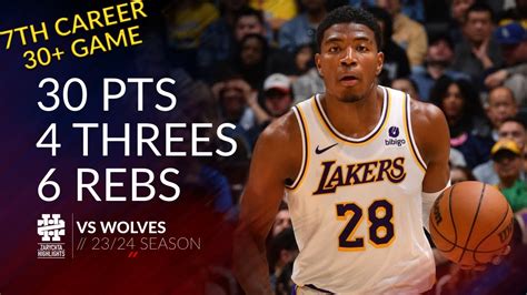 Rui Hachimura 30 Pts 4 Threes 6 Rebs Vs Wolves 23 24 Season YouTube