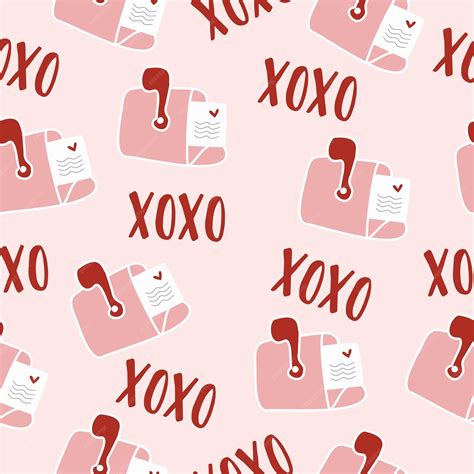 Premium Vector Xoxo Pink Letter Postal Seamless Background Pattern