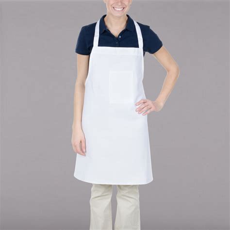 Chef Revival White Poly Cotton Customizable Bib Apron With 1 Pocket