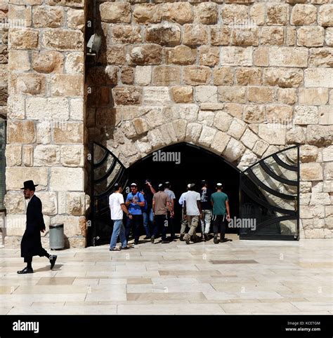 Jews Enter The Prayer Hall A Covered Section Of The Western Wall Plaza