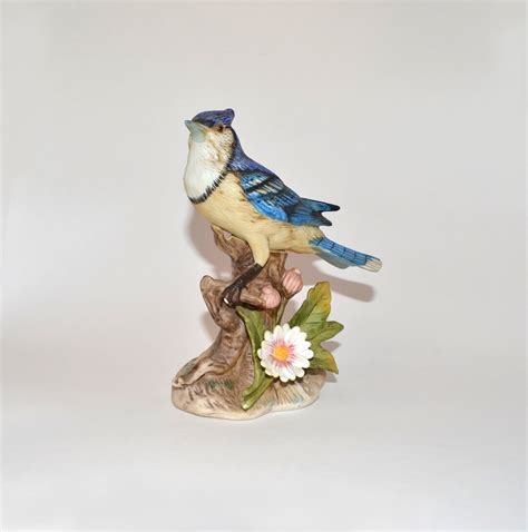 Homco Home Interiors Porcelain Collectible Figurine Blue Jay Bird 1445