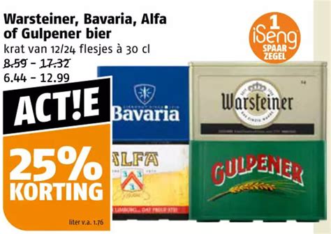 Warsteiner Bavaria Alfa of Gulpener bier krat van 12 24 flesjes à 30