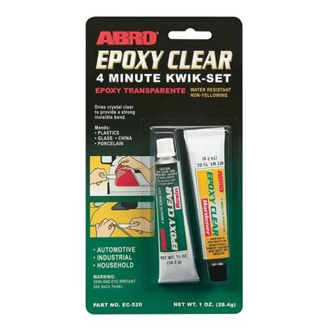 Epoxy Clear 4 Minute Kwik Set Automotive Grade ABRO