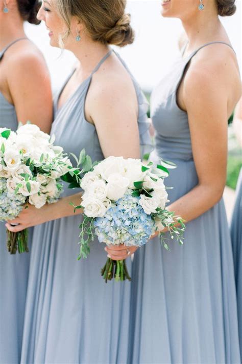 Dusty Blue Bridesmaid Dresses Blue Wedding Flowers Bridesmaid