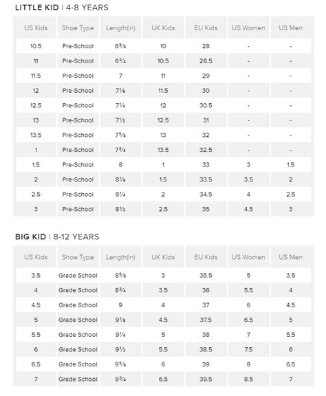 New Balance Size Chart - Goal Kick Soccer