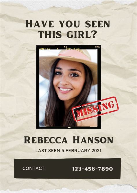 editable printable missing poster templates worksheets library