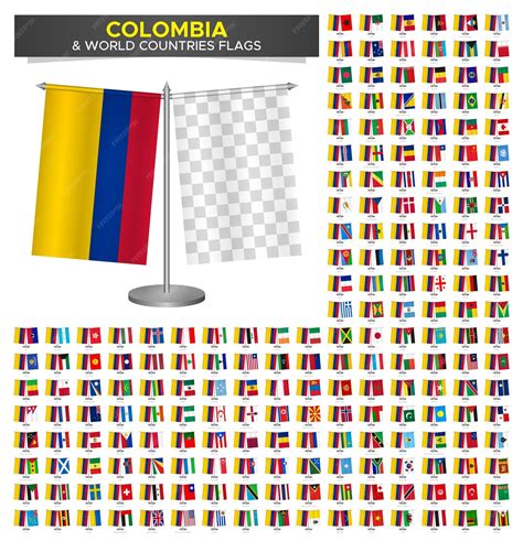 Premium Vector | Flag of colombia vs world countries set colombia flag ...