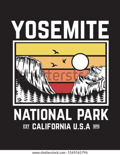 Yosemite National Park Vector Print Design Stock Vector Royalty Free