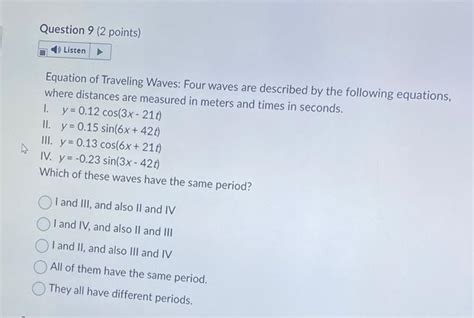 Solved Question Points Listen Equation Of Traveling Chegg