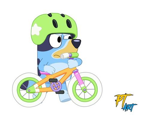 Bluey Determined To Ride Her Bike Hd Art By Platinumshrineart On