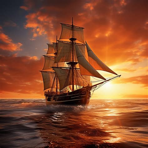 Pirate Ship Wallpaper Sunset