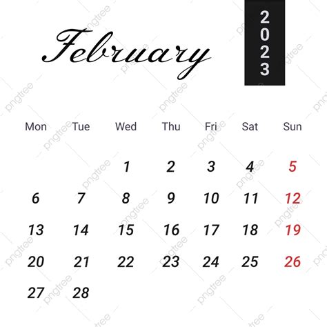 Simple Black February 2023 Calendar February 2023 February Calendar 2023 Kalender Februari