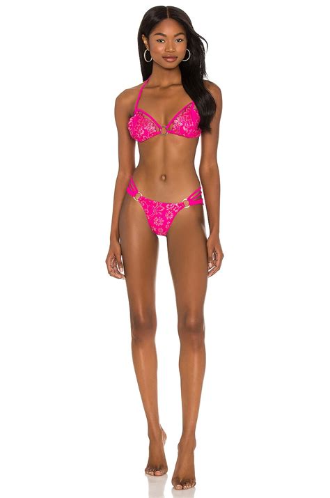 Beach Bunny Gunpowder Lace Bikini Top In Neon Pink REVOLVE