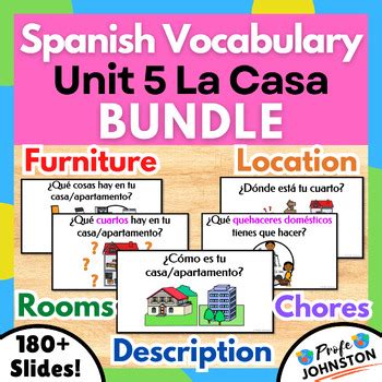 UNIT 5 Spanish BUNDLE La Casa Vocabulary Slides Lesson Materials