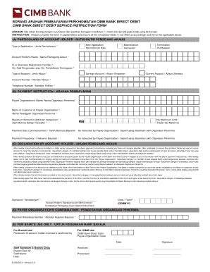 Direct Debit Instruction Form Templates Fillable Printable Samples