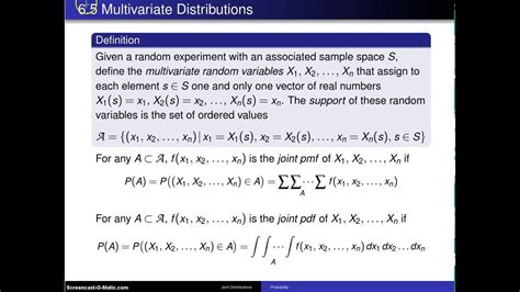 Multivariate Random Variables Definition Youtube