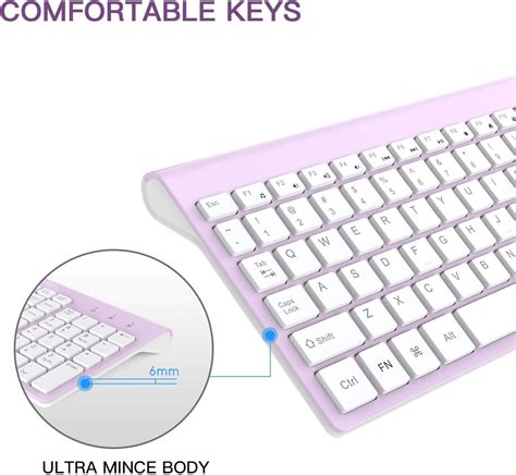 Wireless Keyboard and Mouse Combo cimetech Compact Full Size Purple Wireless Computer Keyboard ...