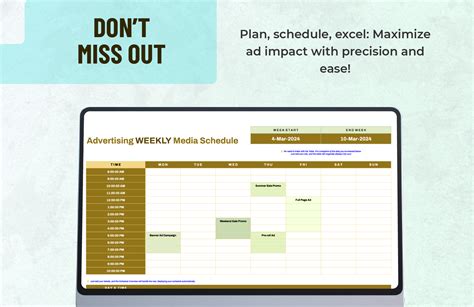 Advertising Weekly Media Schedule Template in Google Sheets, Excel ...