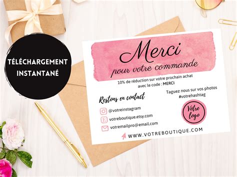 Merci Pour Votre Achat Carte De Remerciement Merci Pour Votre Commande