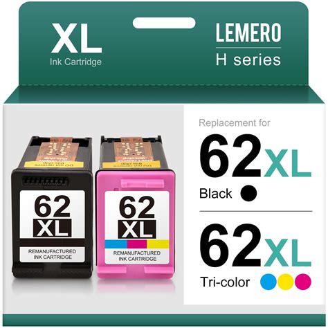 Lemero 62xl Remanufactured Ink Cartridges Combo Pack Replacement For Hp 62xl Ink Cartridges