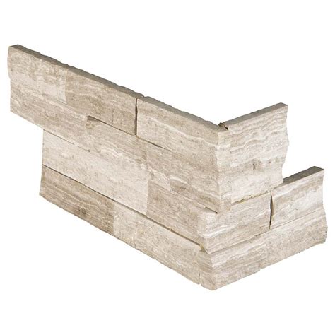 MSI RockMount White Oak Splitface Stacked Stone 6 X 18 Ledger Corner