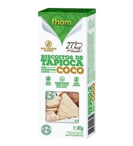 Biscoito De Tapioca Vegano Cobertura Sabor Coco G Fhom Mercadolivre