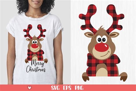 Christmas Buffalo Plaid Reindeer Svg Reindeer Monogram Svg