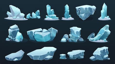 Dibujos Animados De Hielo Flotante Icebergs Y Glaciares De Varias