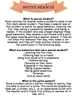 Secret Student Packet by Miss Emma's Classroom | TpT