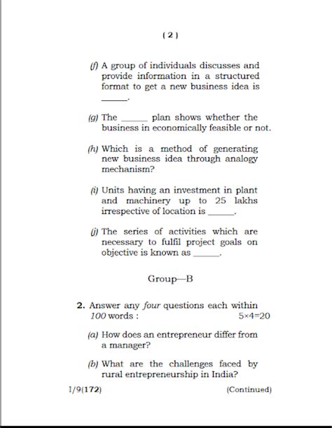 Ospu Mco Entrepreneurship Development Dec Question Paper