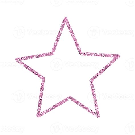 Pink Star Glitter Outlined 14967803 Png