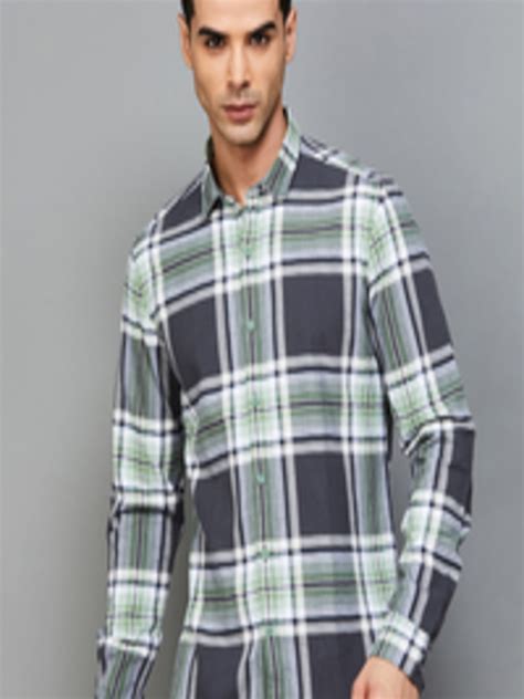 Buy Bossini Spread Collar Buffalo Checks Slim Fit Opaque Cotton Casual