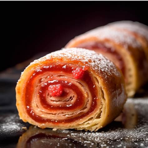 Premium Ai Image Strawberry Strudel On A Black Background