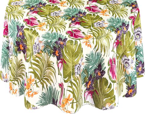 Newbridge Kona Tropical Floral Flannel Backed Vinyl Tablecloth Bold Rain Forest Print Spring