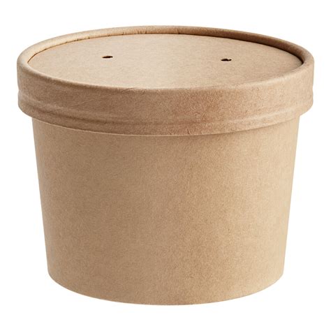 Choice Oz Kraft Poly Coated Paper Food Cup With Vented Paper Lid