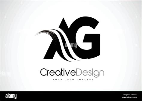 Ag A G Creative Modern Black Letters Logo Design With Brush Swoosh