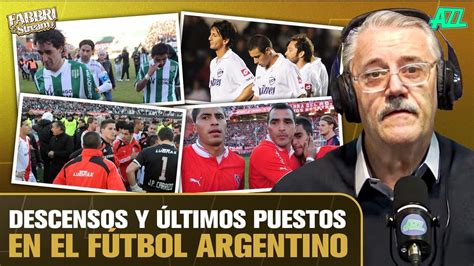 RANKING DE DESCENSOS Y ÚLTIMOS PUESTOS EN EL FÚTBOL ARGENTINO FABBRI