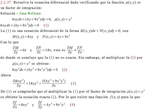 Ecuaciones Diferenciales De Primer Orden Resuelva La Ecuaci N