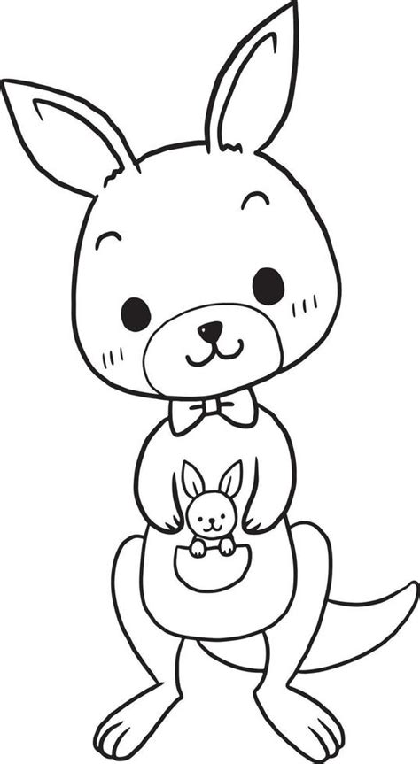 Kangaroo animal cartoon doodle kawaii anime coloring page cute ...