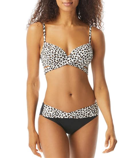 Coco Reef Cheetah Print Enrapture Bra Sized Underwire Wrap Bikini Swim