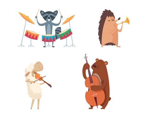 Animals with music instruments 3222021 Vector Art at Vecteezy